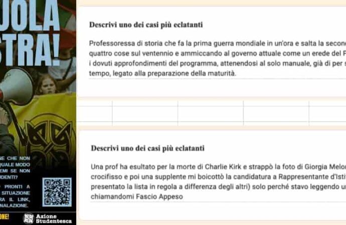 “La scuola è nostra”, da tutta Italia arrivano segnalazioni degli studenti sui professori schierati…a sinistra